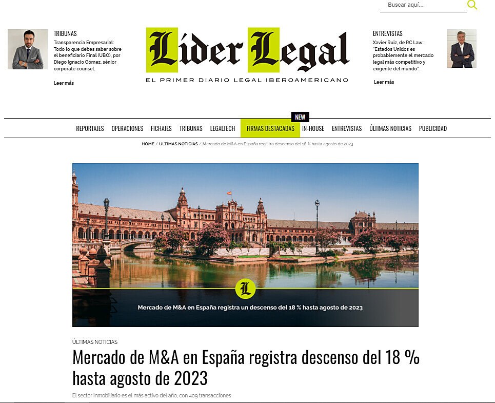 Mercado de M&A en Espaa registra descenso del 18 % hasta agosto de 2023